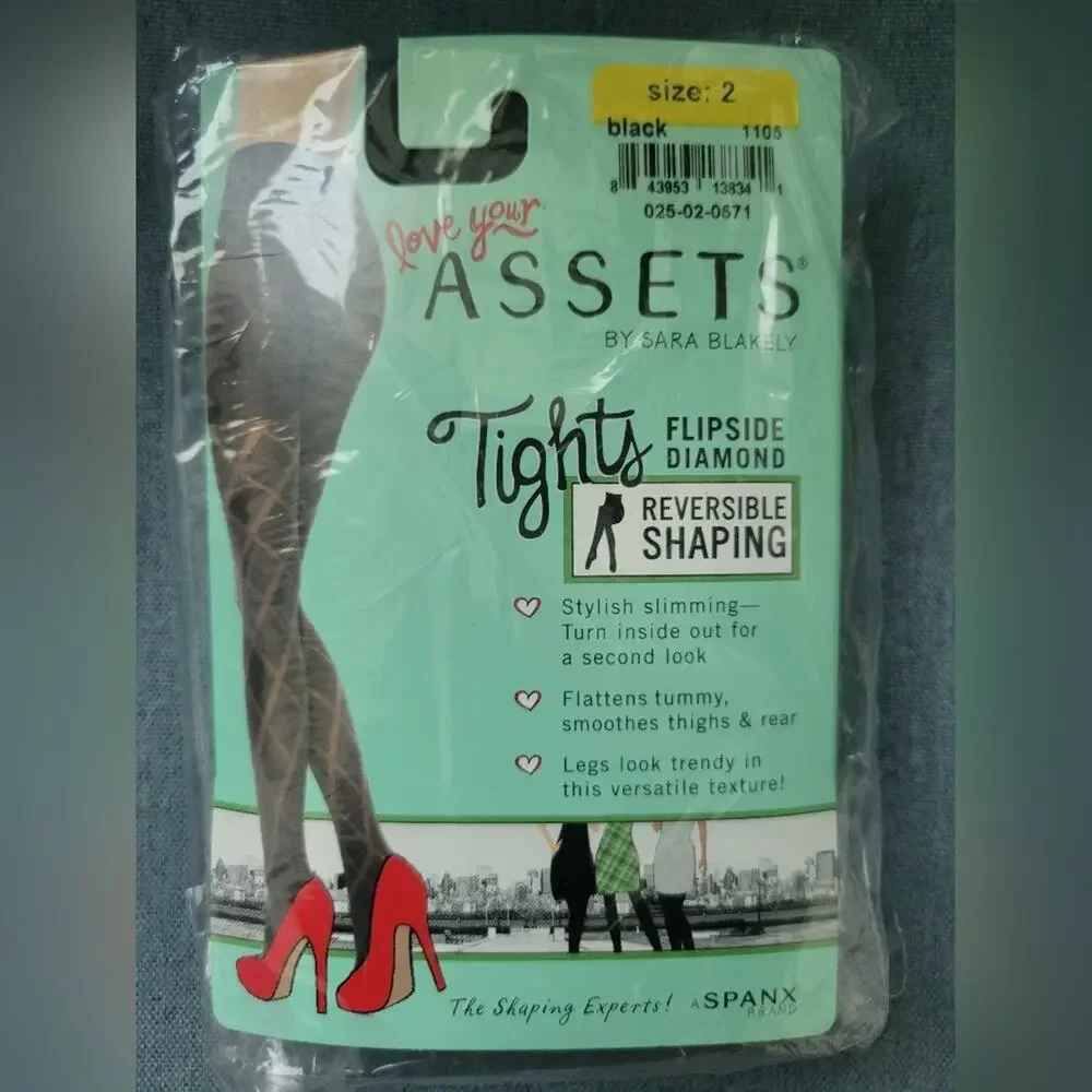 SPANX Love Your Assets Reversible Shaping Tights Flipside Diamond Size 2 or 4
